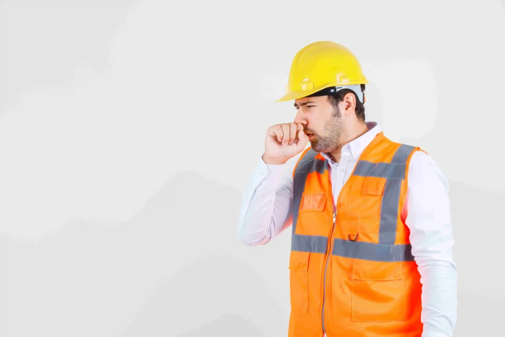 salah satu efek paparan debu logam dan asap fume pada proses manufaktur adalah iritasi saluran pernapasan.